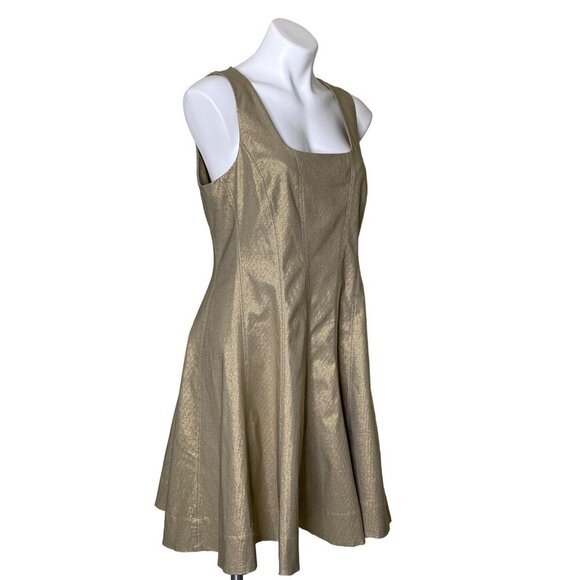Tommy Hilfiger NWT $149 Gold Metallic Fit & Flare Mini Dress, Women’s Size 12 - Picture 5 of 13